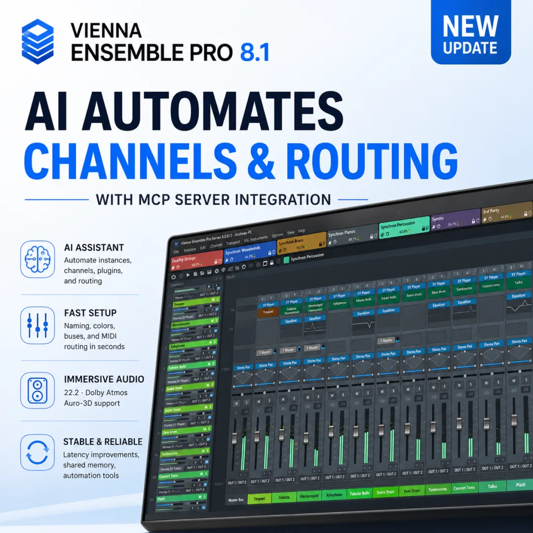Vienna Ensemble Pro 8.1 — AI로 가상악기 채널과 라우팅을 자동 설정!