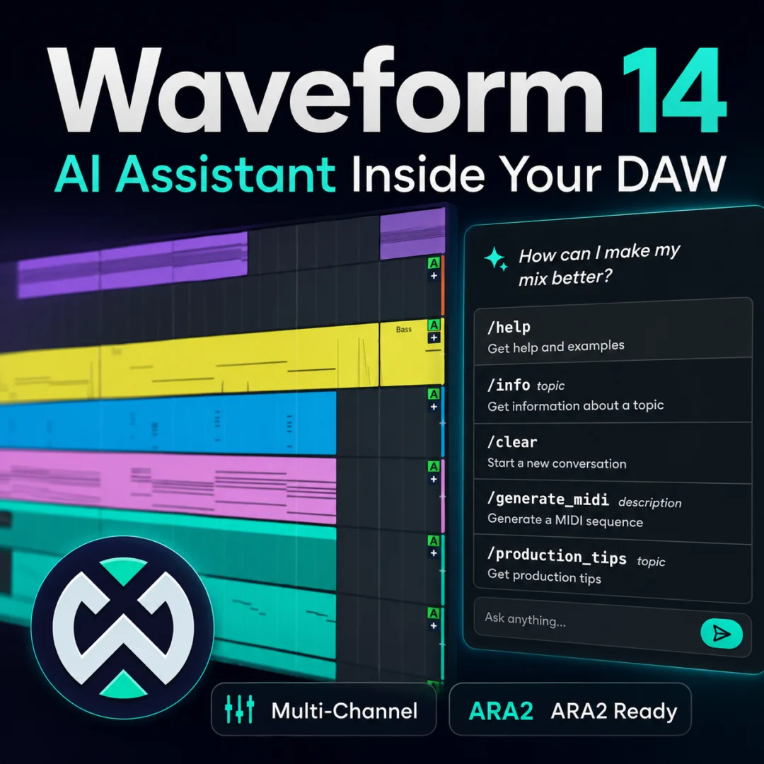 Tracktion Waveform 14 — DAW 안에 AI 어시스턴트가 들어왔다